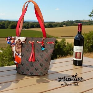 Dooney & Bourke Gray Red Canvas Tote
